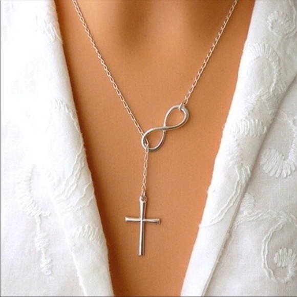 Jewelry - ✨Sold✨Silver Plated Cross Infinity Necklace